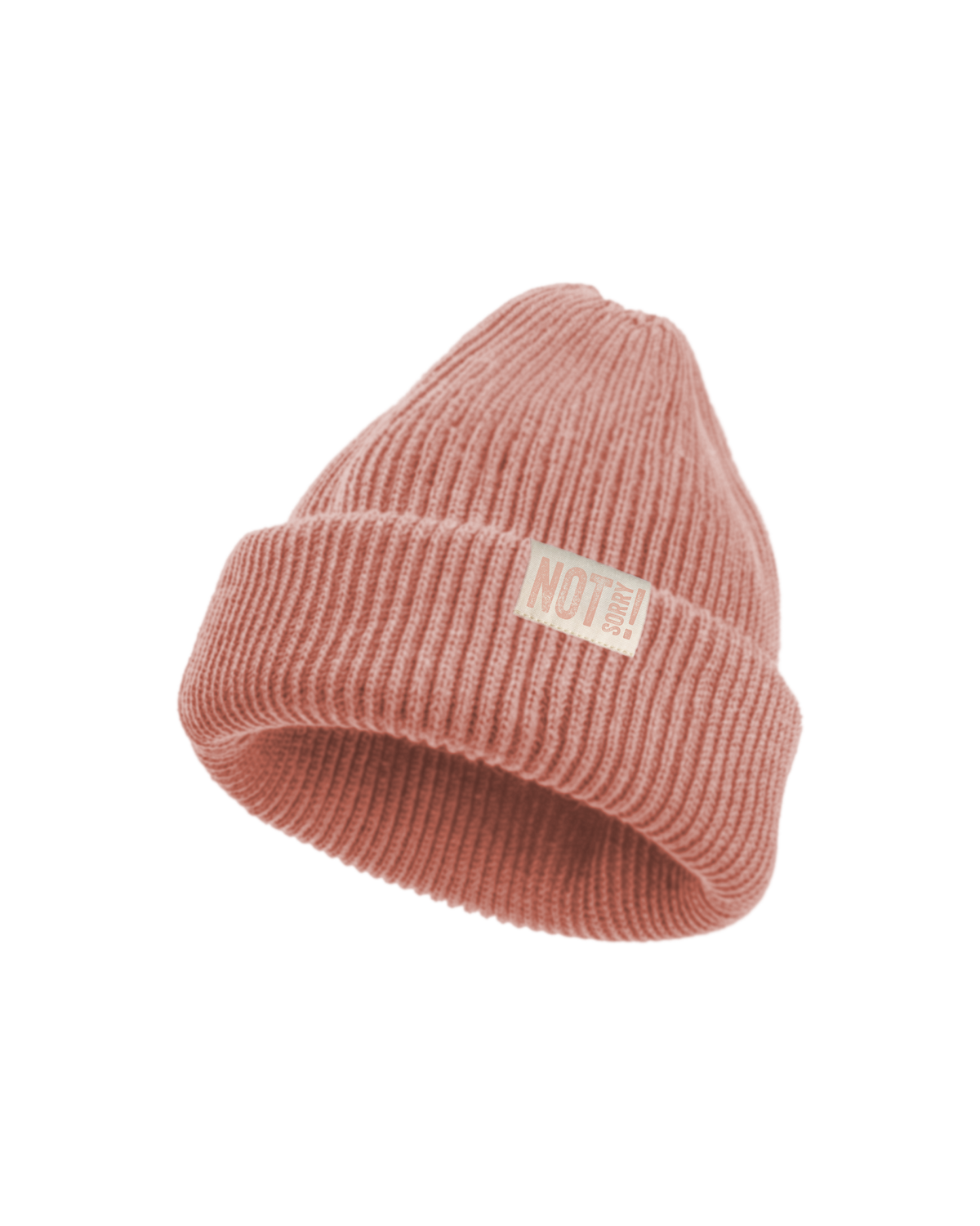 Beanie "NOT Sorry!" mit Label soft-rib